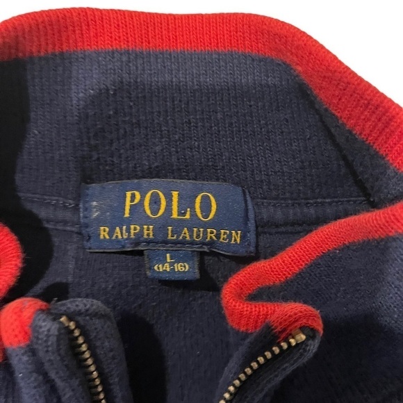 Polo by Ralph Lauren Vintage 100% Cotton Mock Turtleneck 1/4 Zip Sz L - Picture 5 of 7